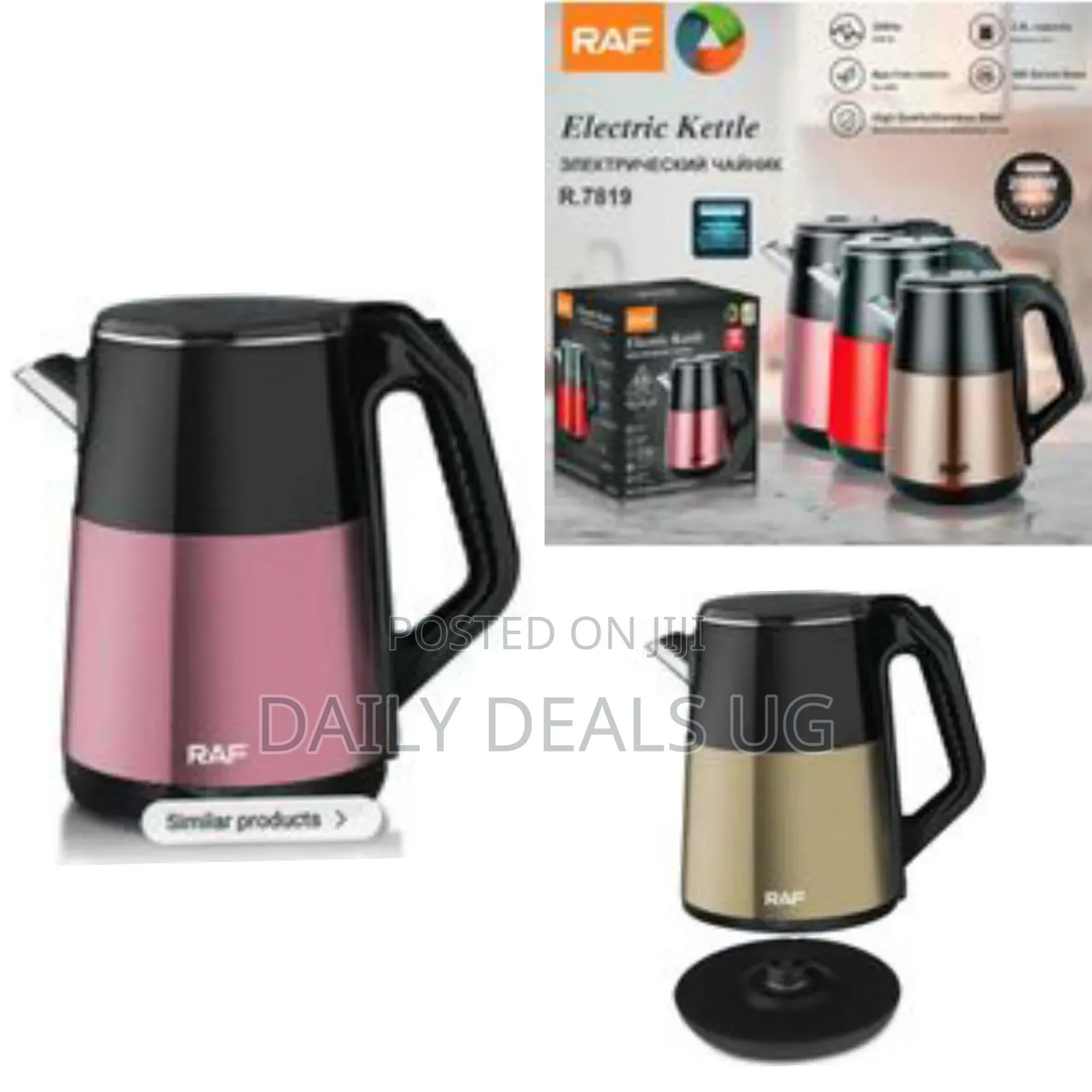 Raf 2.5l Electric Stainless Steel Cordless Kettle Double Layer Tea