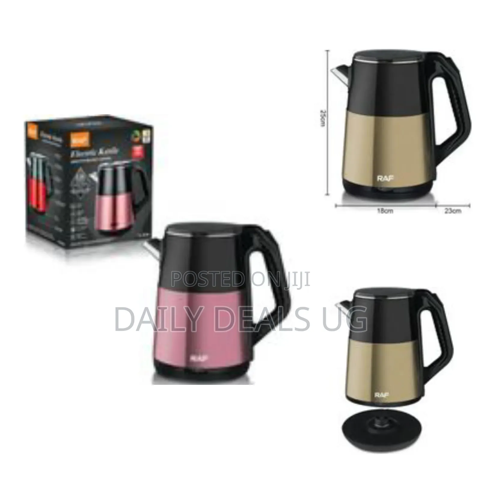Raf 2.5l Electric Stainless Steel Cordless Kettle Double Layer Tea