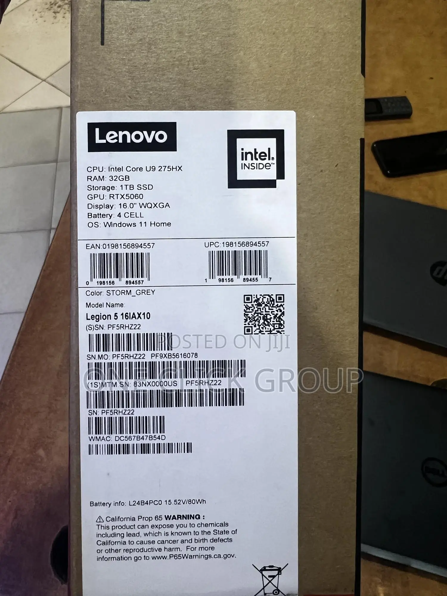 New Laptop Lenovo Legion 5 32GB Intel Core Ultra 9 SSHD (Hybrid) 1T