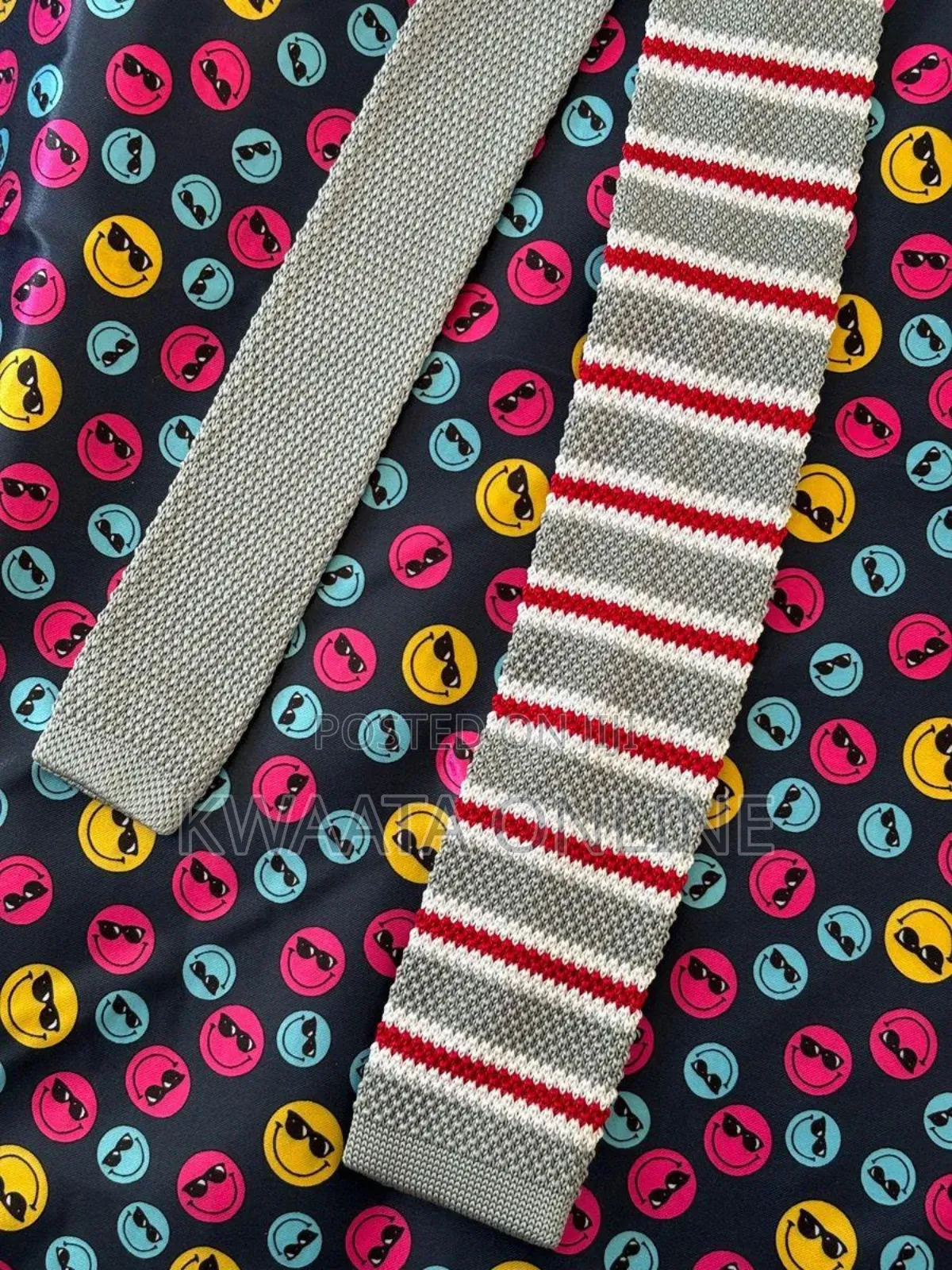 Vintage 2.2" Flat-End Knitted Ties Skinny Knit Neckties Mens