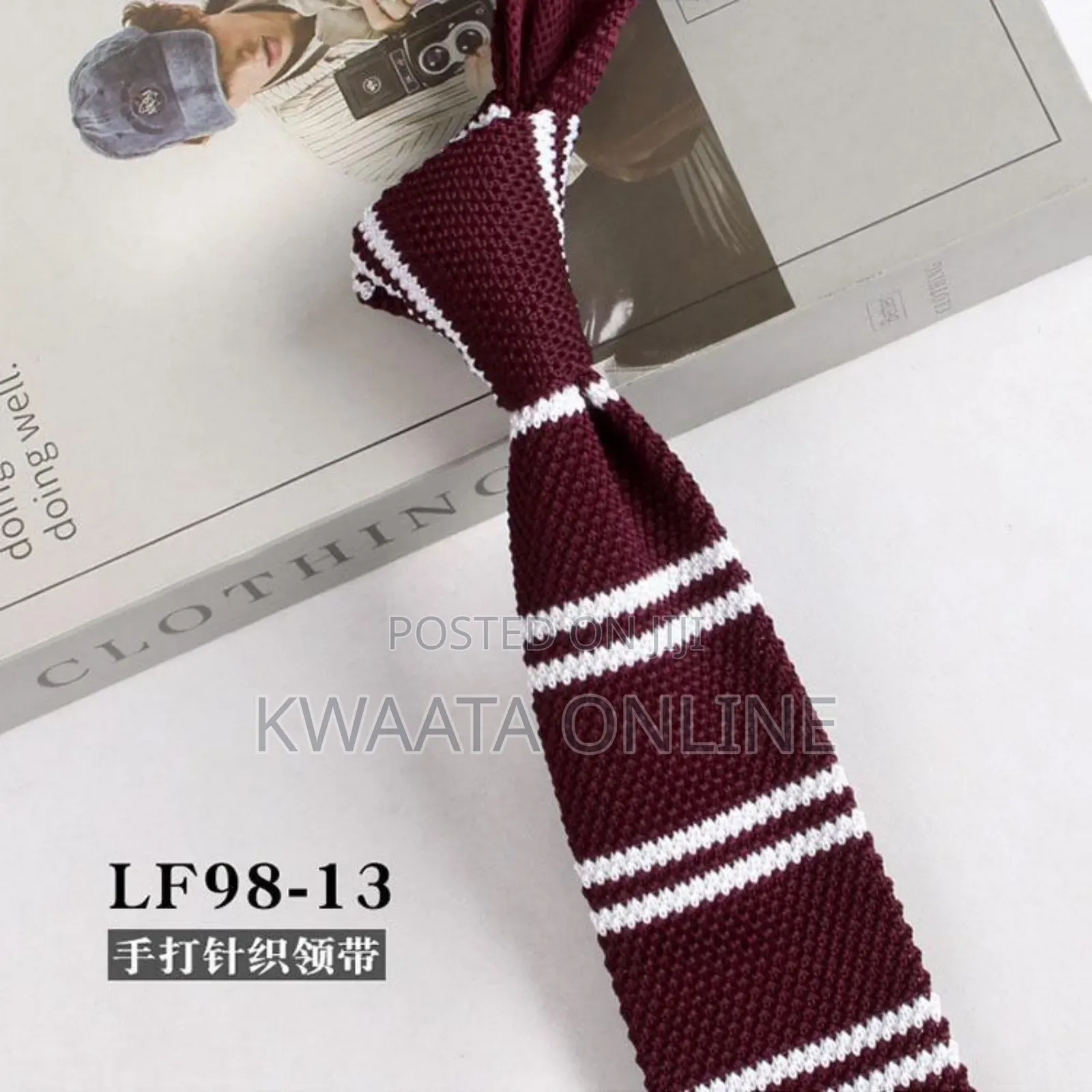 Vintage 2.2" Flat-End Knitted Ties Skinny Knit Neckties Mens