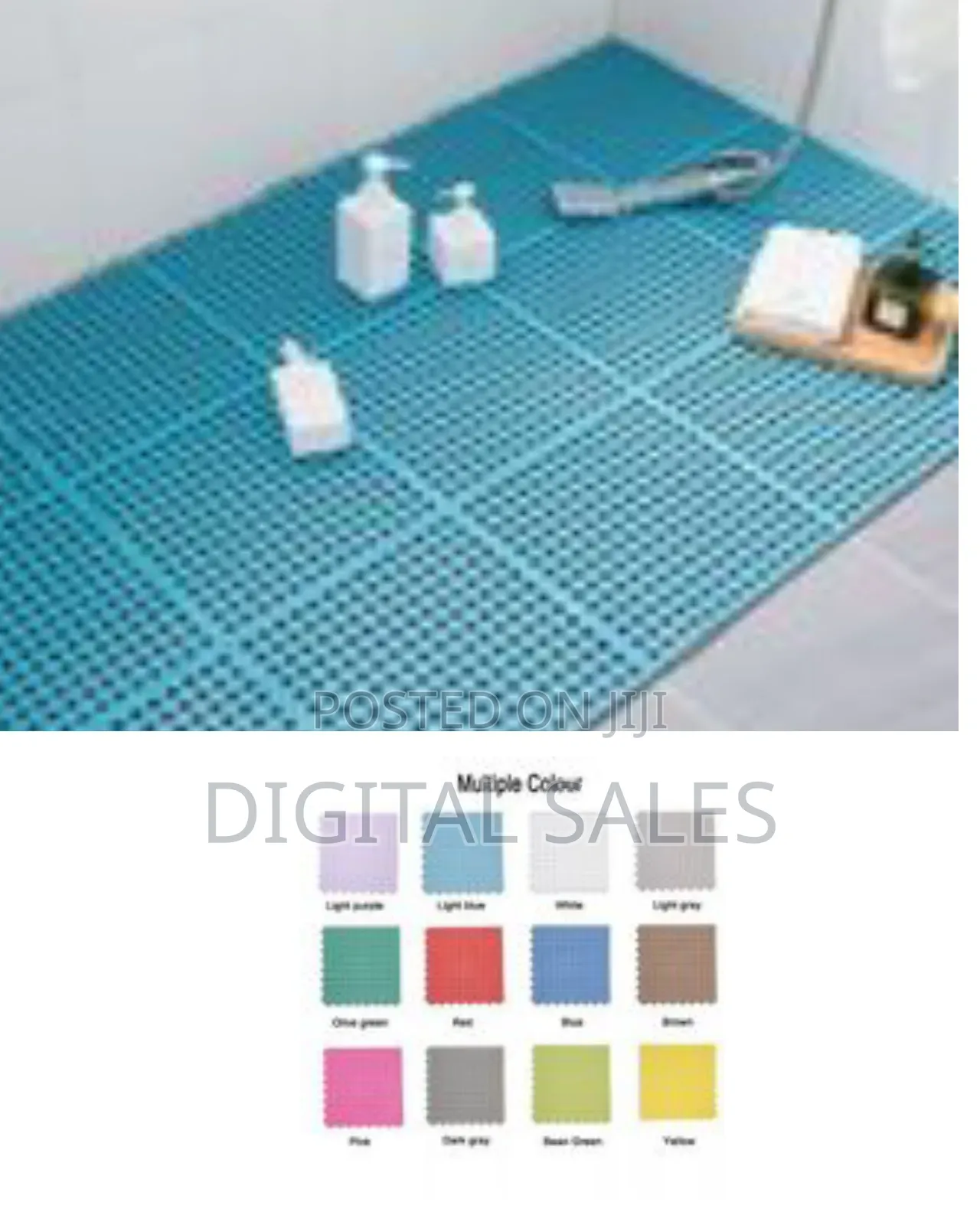 4pcs Interlocking Non Slip Bathroom Floor Tiles Rubber Mat for Toilet