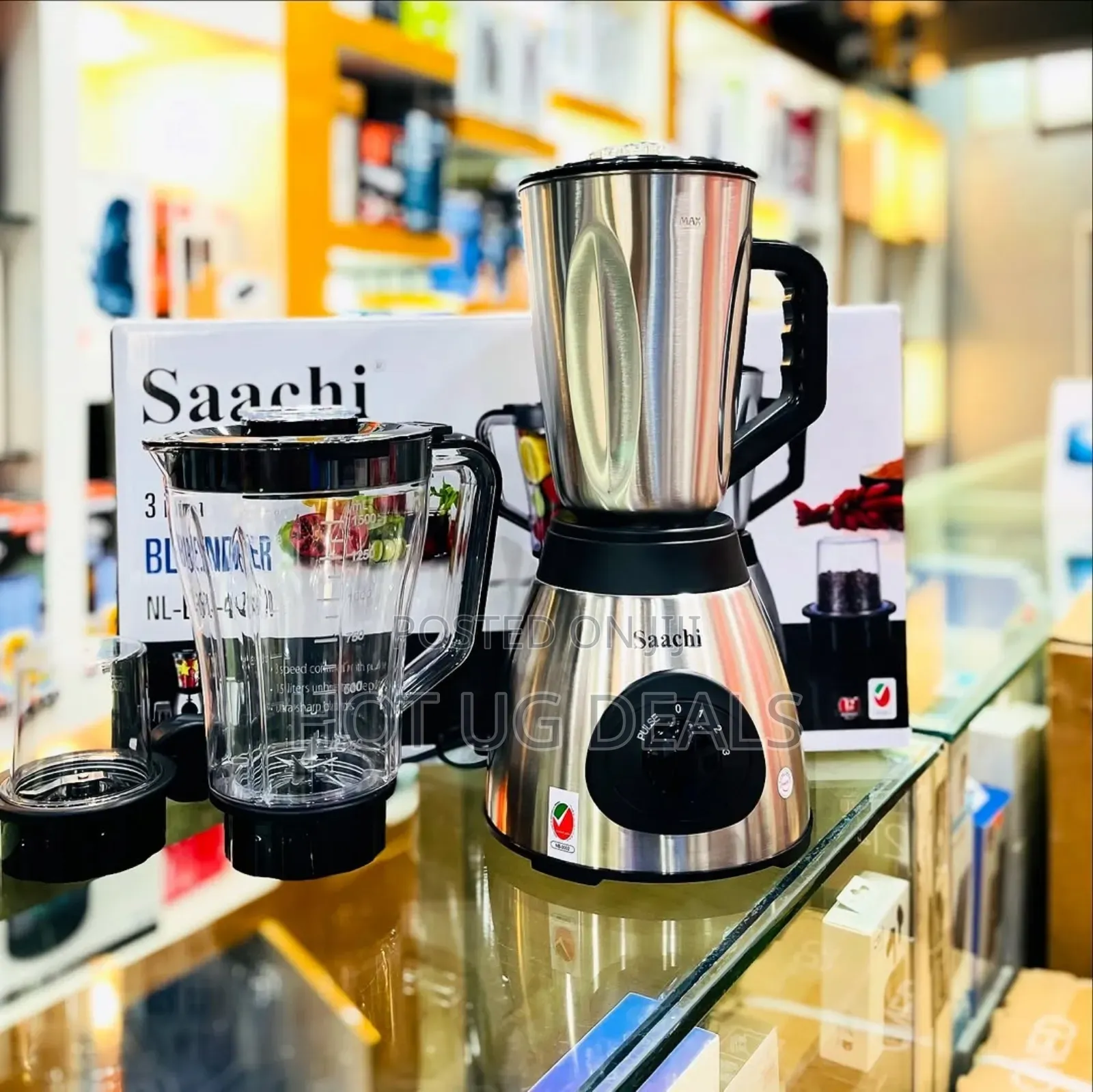 Saachi 3 In 1 Electric Blender With Plastic Stainless Jar