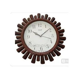 Sonam Office Round Wall Clock - White,Brown