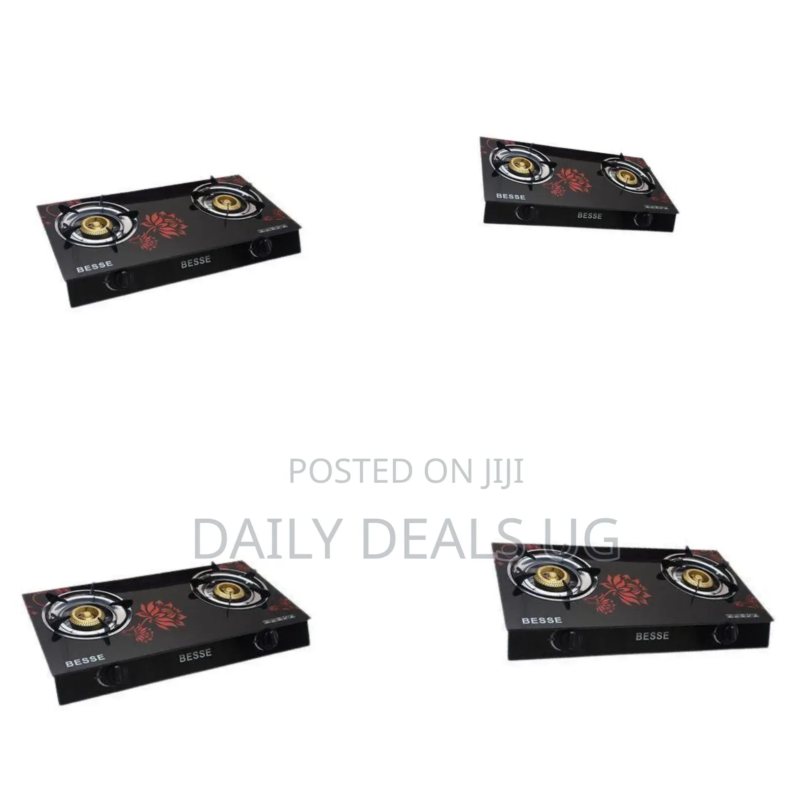 Besse 2 Burner Tempered Glass Work Desk Top Gas Stove Cooker Hot Plate