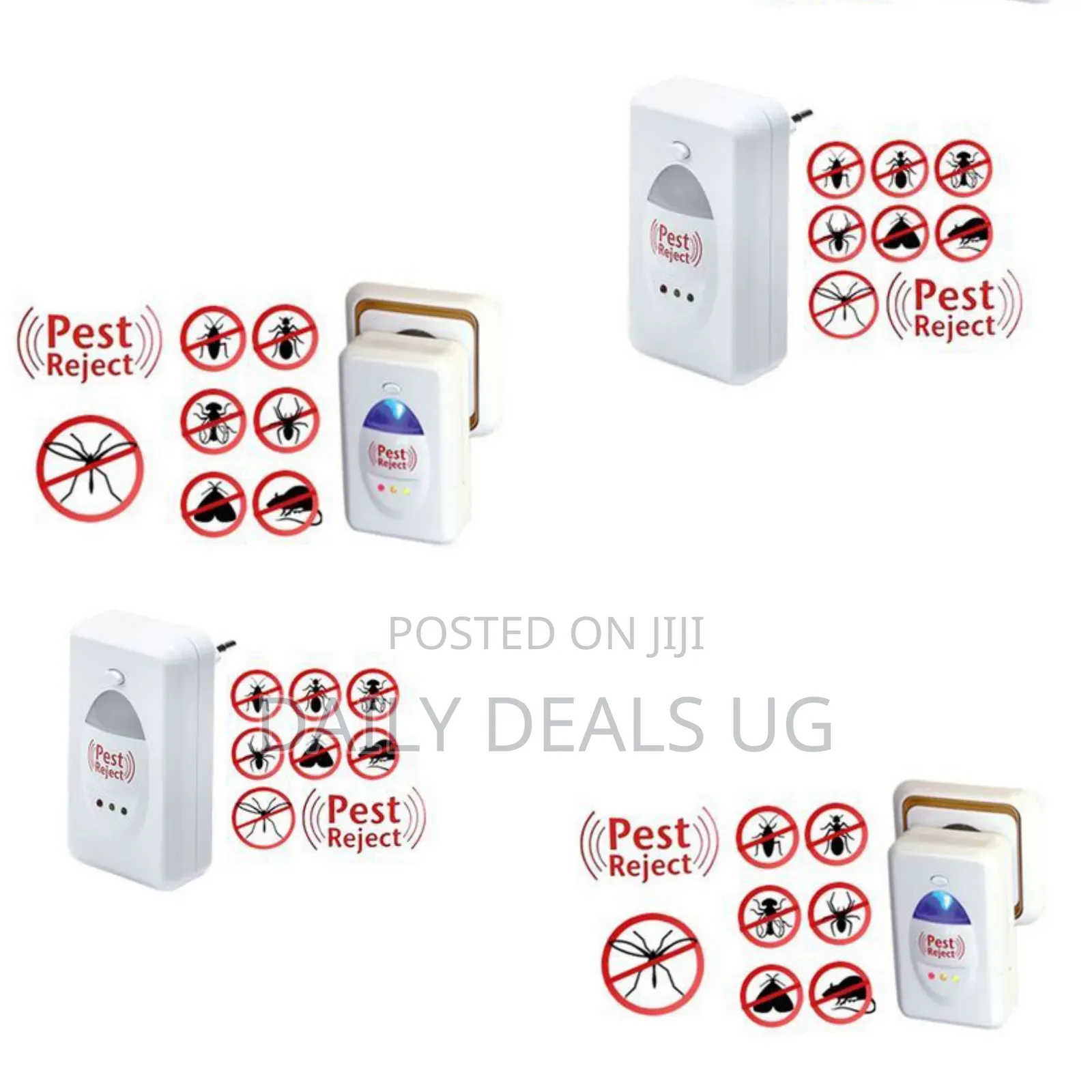 Pest Reject Ultrasonic Electromagnetic Insect Repeller Set - White
