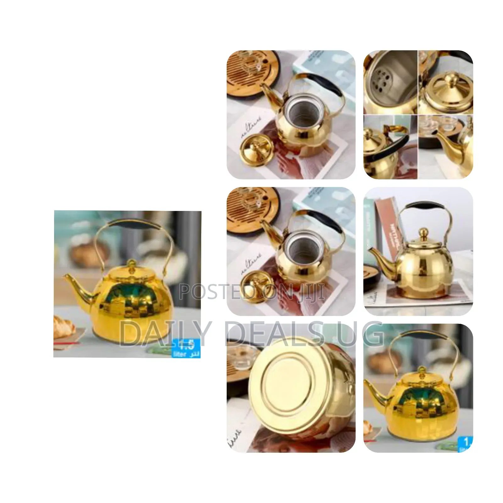3 Litre Gold Stove Top Whistling Kettle Stainless Steel Mirror Finish