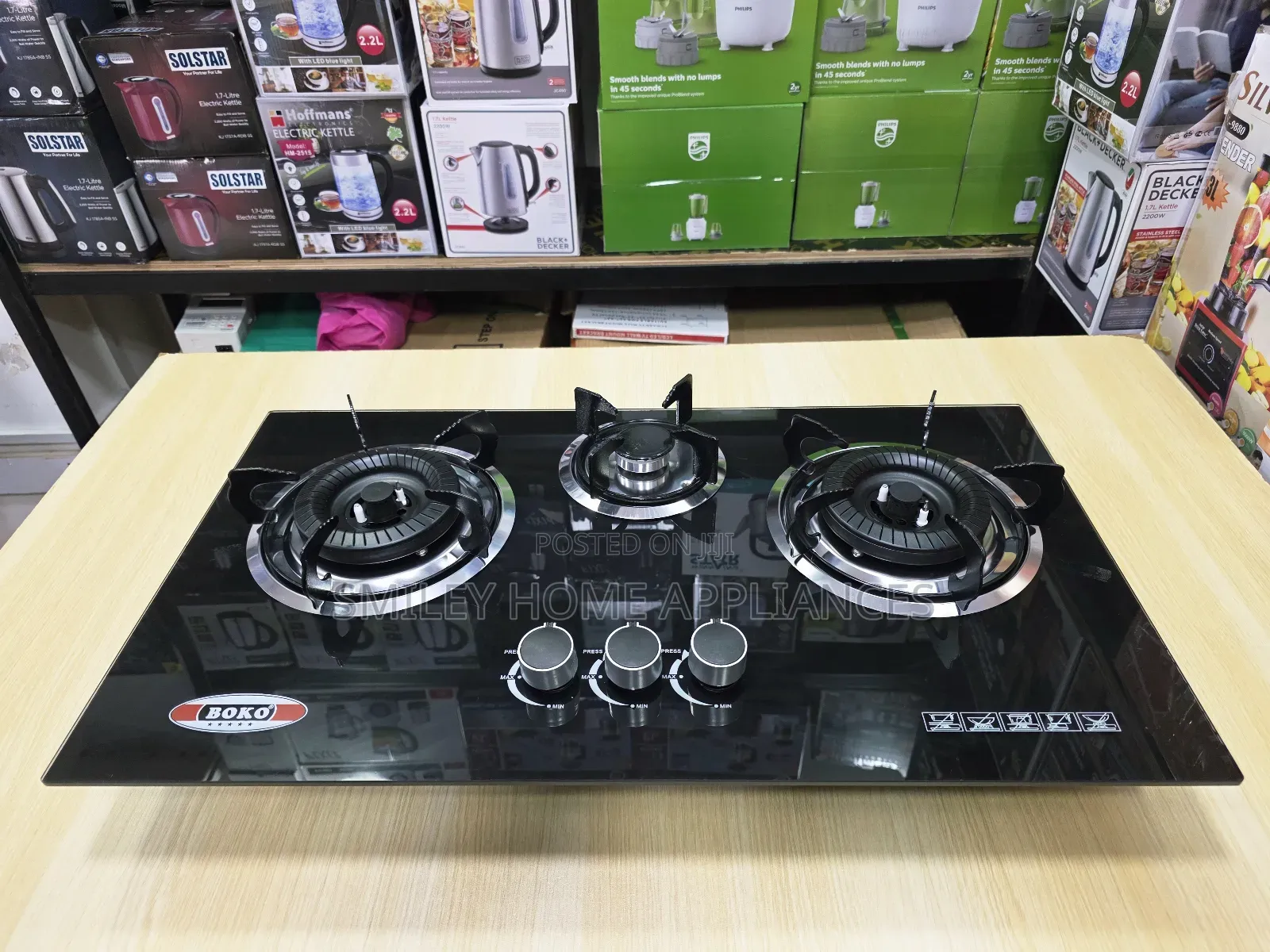 Newly Discounted Boko Built-in Tripple Gas Hob Black Glass
