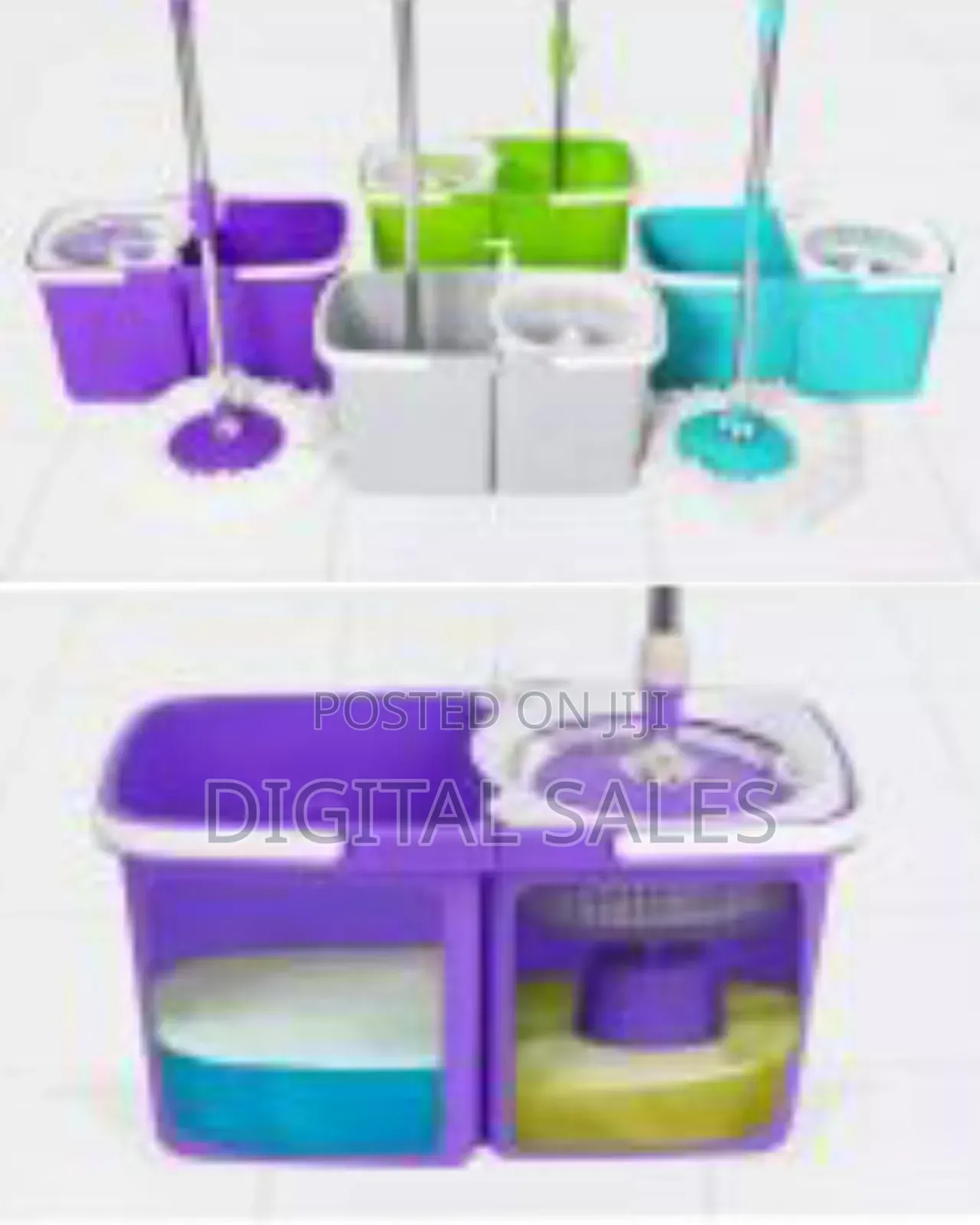 Space Saving 360° Dual Duo Floor Spin Mop Dispenser Bucket Set Spinnin