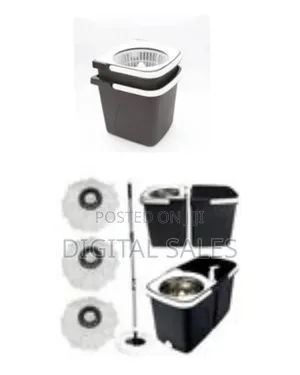 Space Saving 360° Dual Duo Floor Spin Mop Dispenser Bucket Set Spinnin