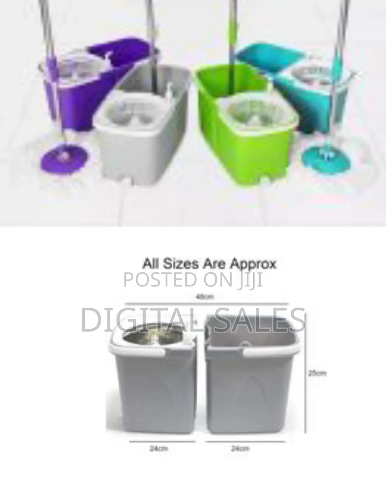 Space Saving 360° Dual Duo Floor Spin Mop Dispenser Bucket Set Spinni