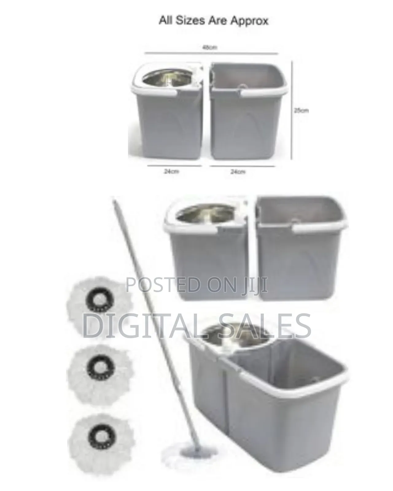 Space Saving 360° Dual Duo Floor Spin Mop Dispenser Bucket Set Spinni