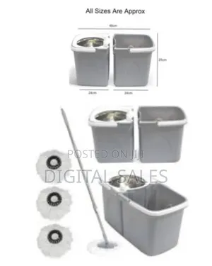 Space Saving 360° Dual Duo Floor Spin Mop Dispenser Bucket Set Spinni