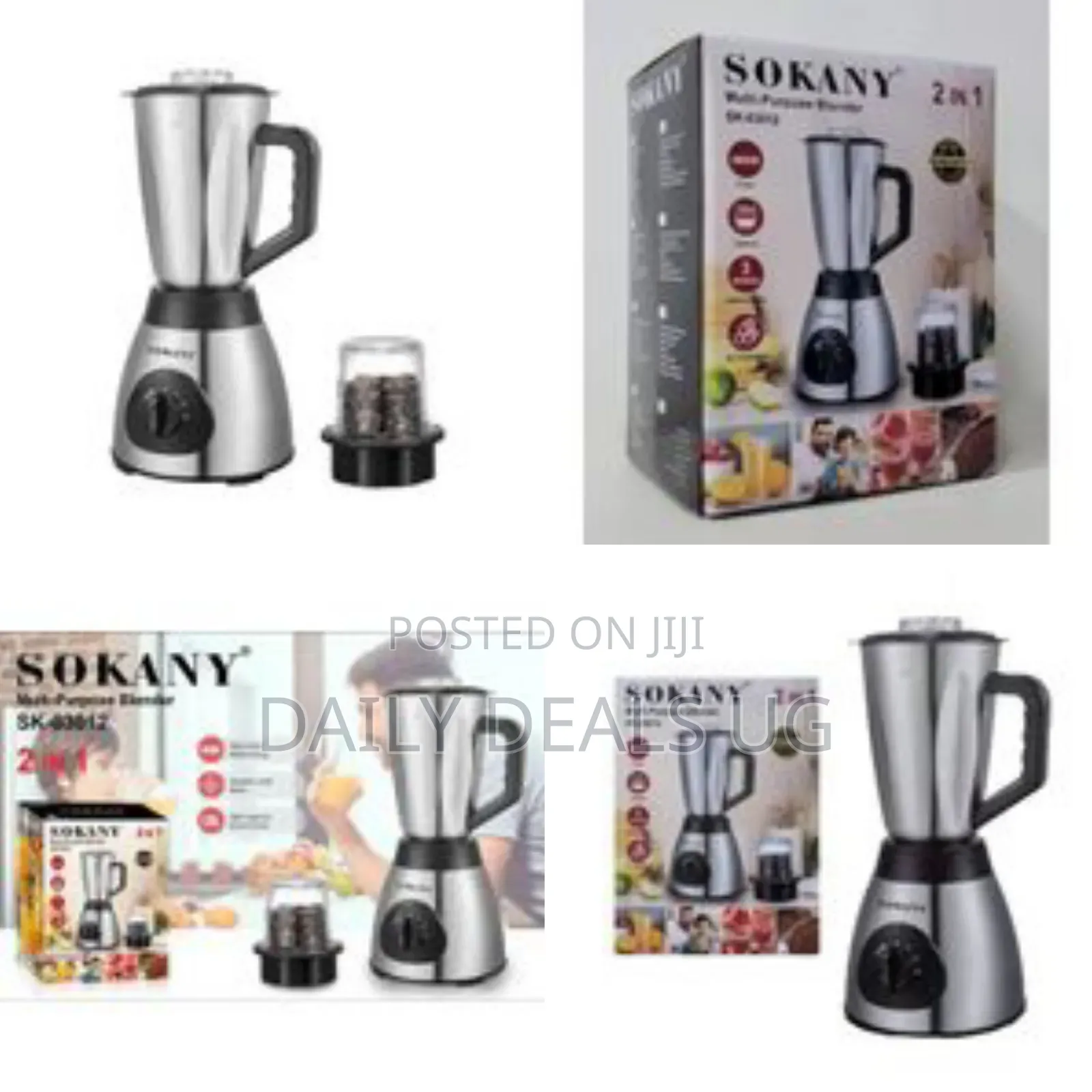 Sokany 2 in 1 Blender Grinder With Unbreakable Jars 3 Speeds 400w