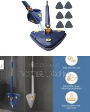 360° Rotatable Adjustable Triangle With 4 Wipes Cleaning Mop Extendab0