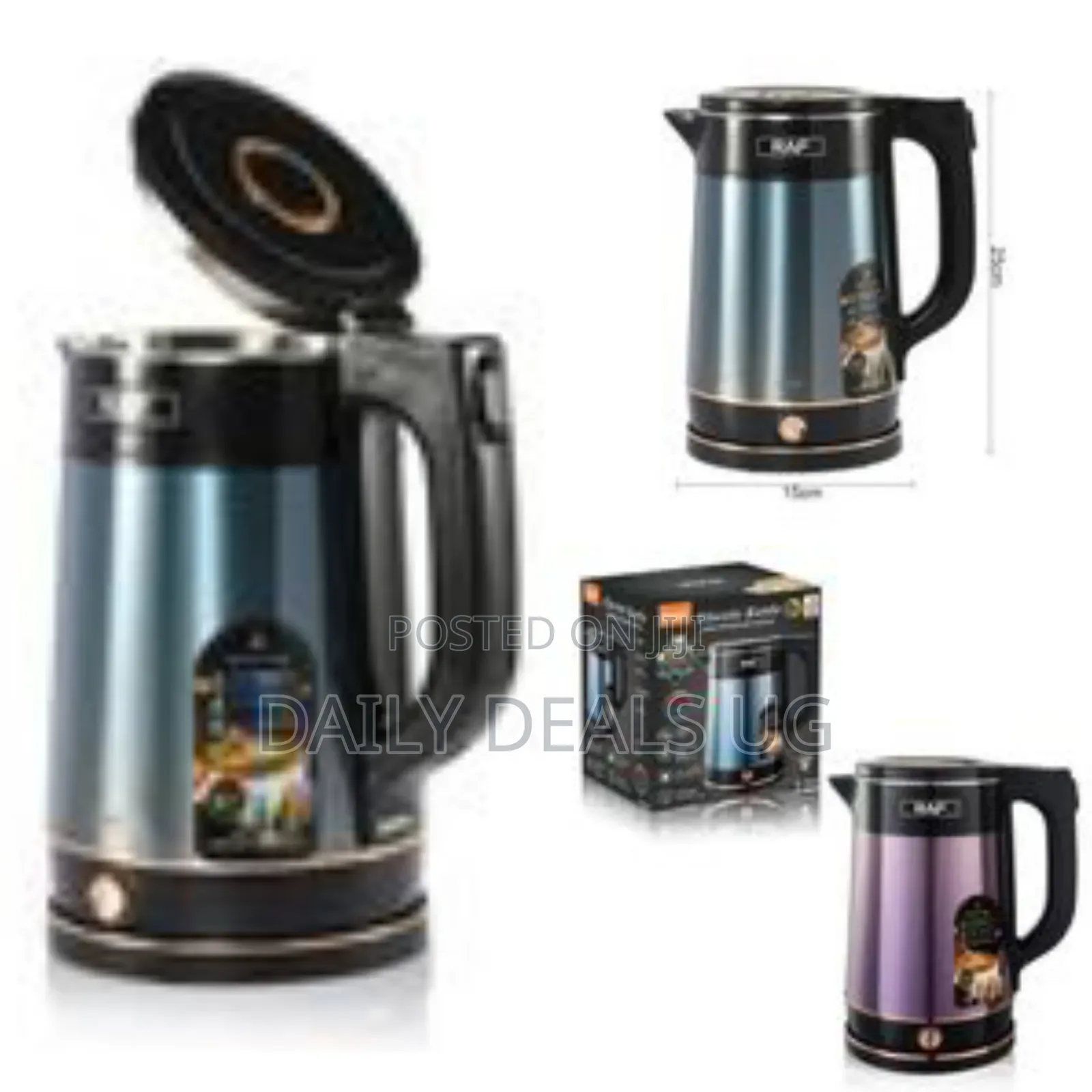 Raf 2.5litre Stainless Steel Electric Kettle Large Capacity 360 Degree