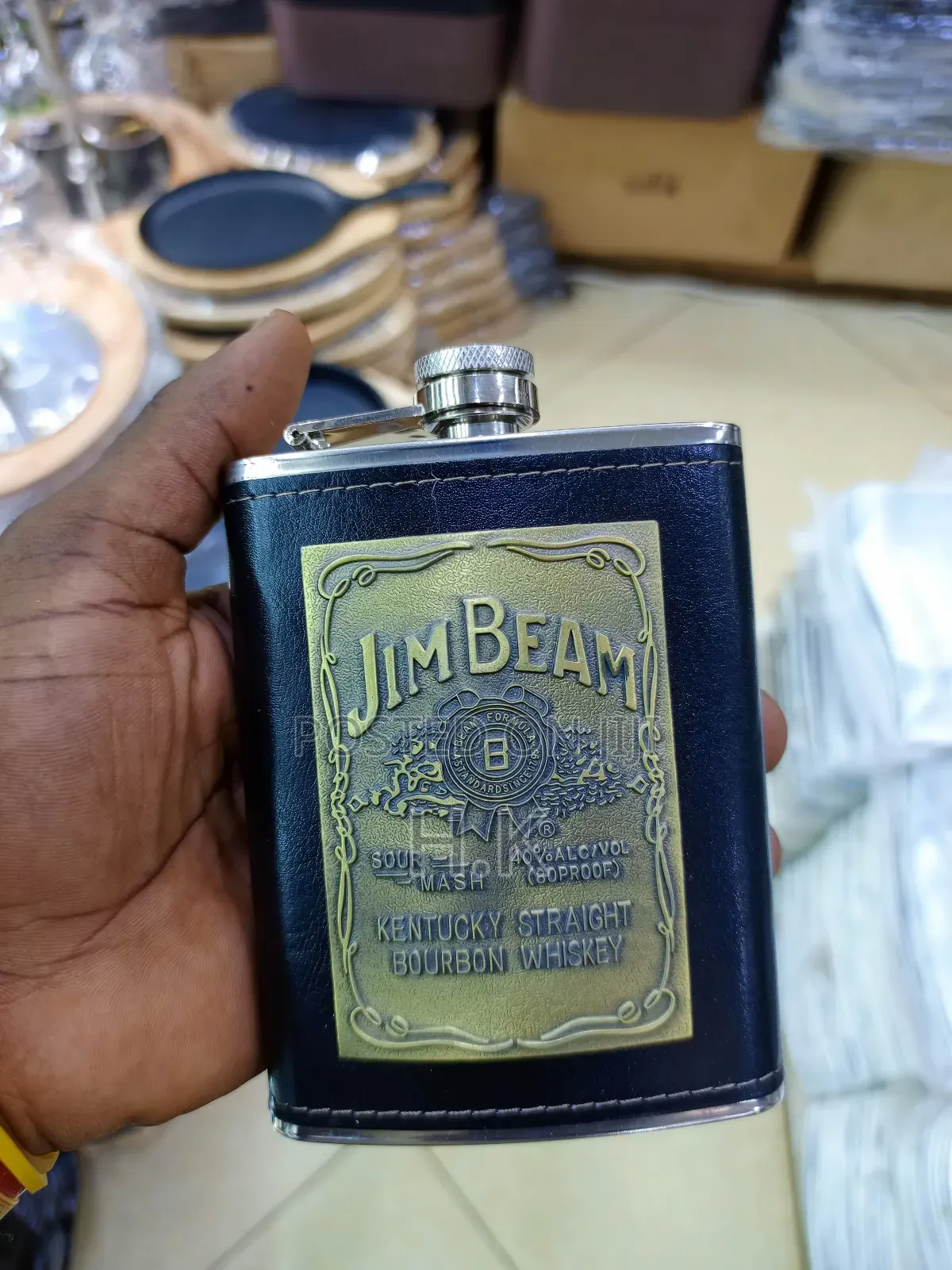 Jim Beam Branded Hip Flask.