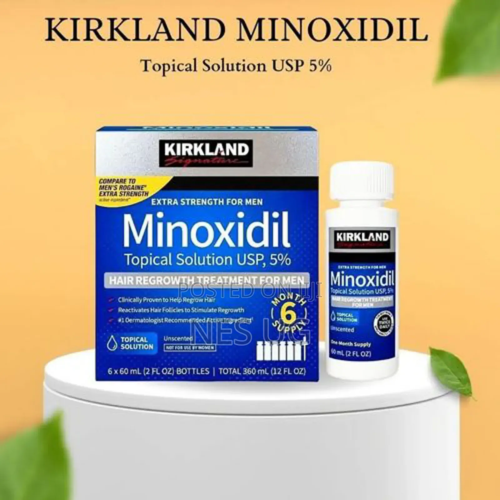 Minoxidil 5% Extra Strength Hair Regrowth 1 Month + Dropper - White