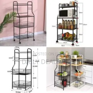 1 Piece of 4-Tiers Kitchen Microwave Stand Storage Trolley Workstation