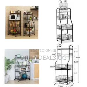 1 Piece of 4-Tiers Kitchen Microwave Stand Storage Trolley Workstation