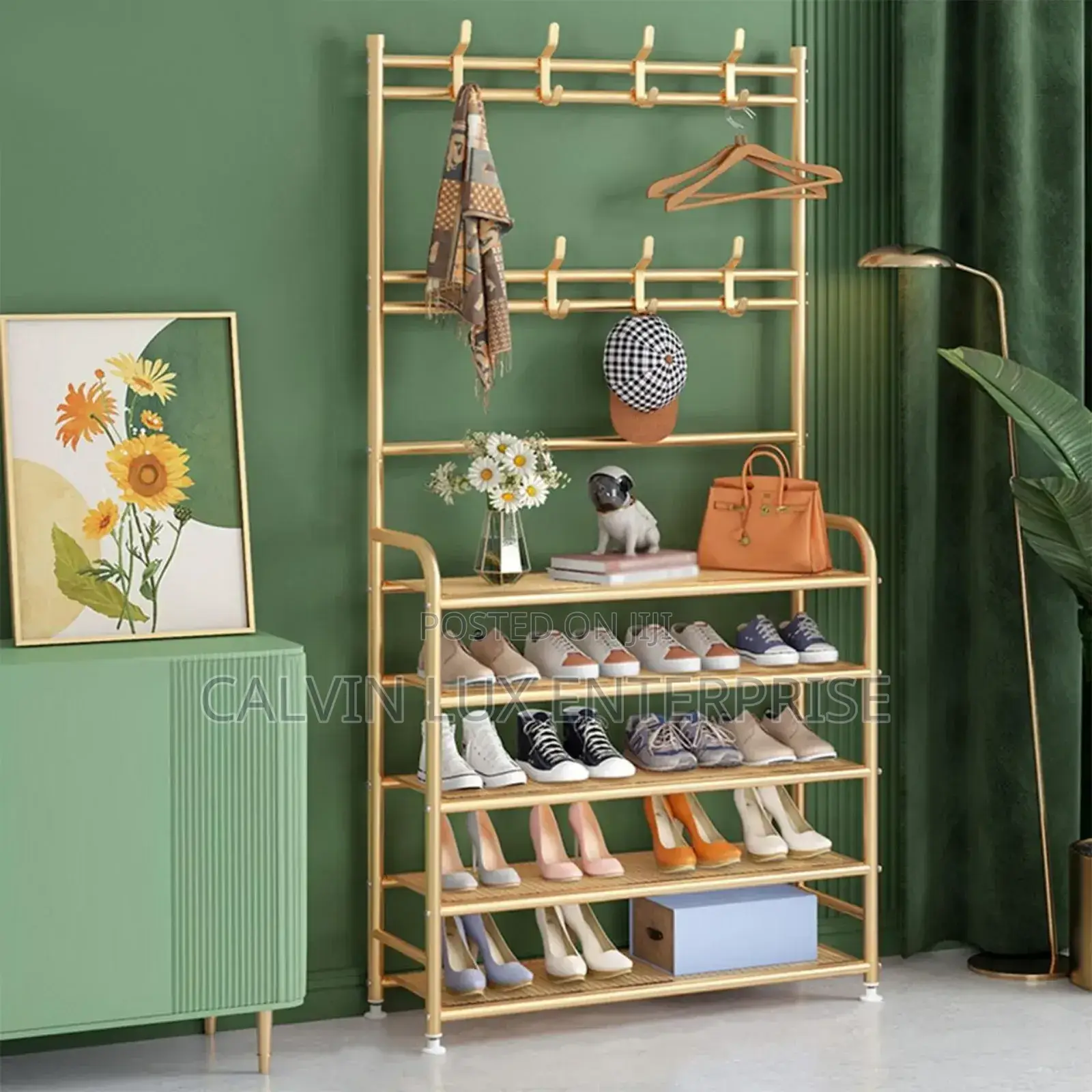 Shoe Rack Gold Stainless