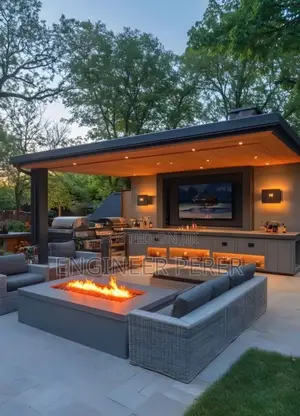 Outside Gazebo With Open Kitchen Design.