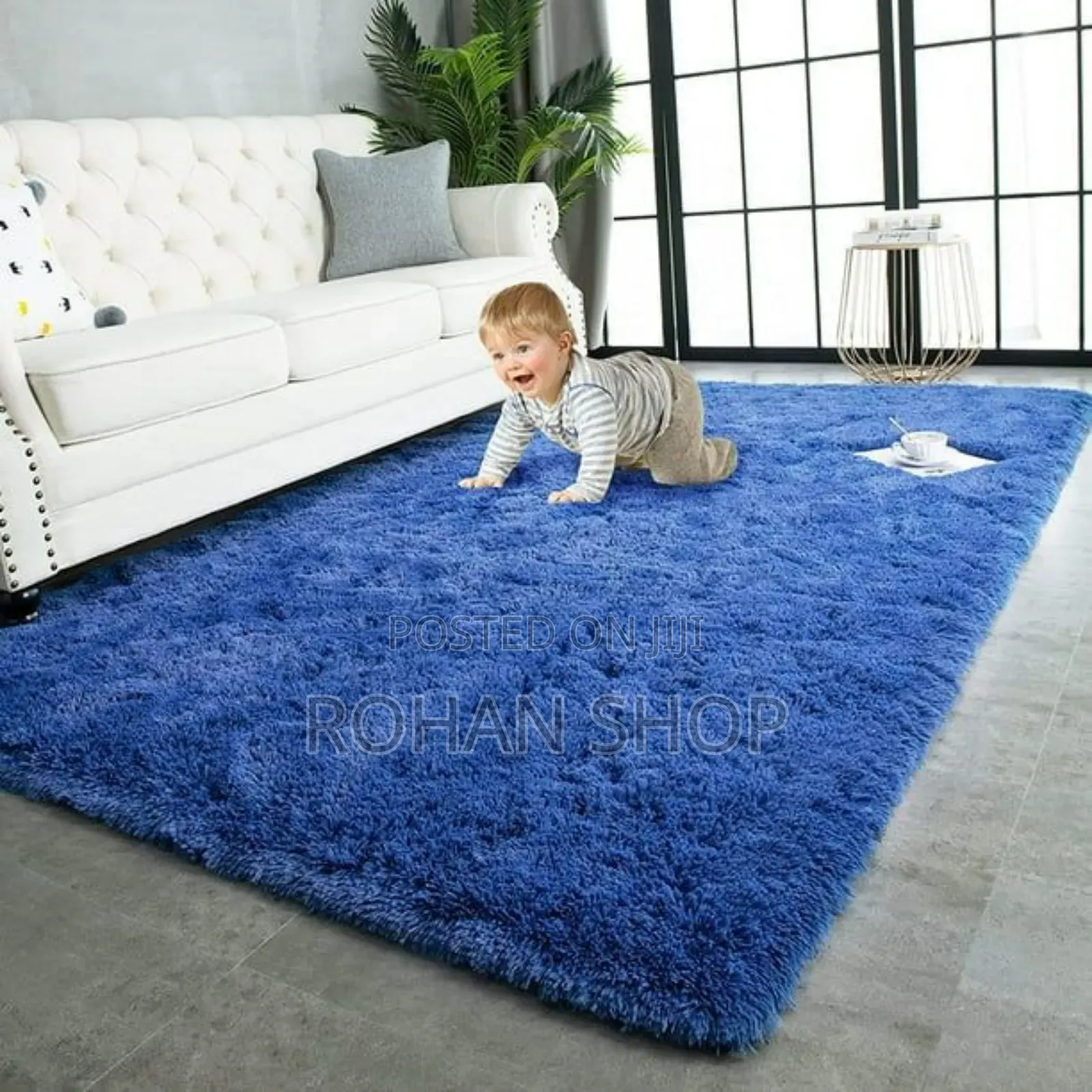 Blue Fluffy Carpet