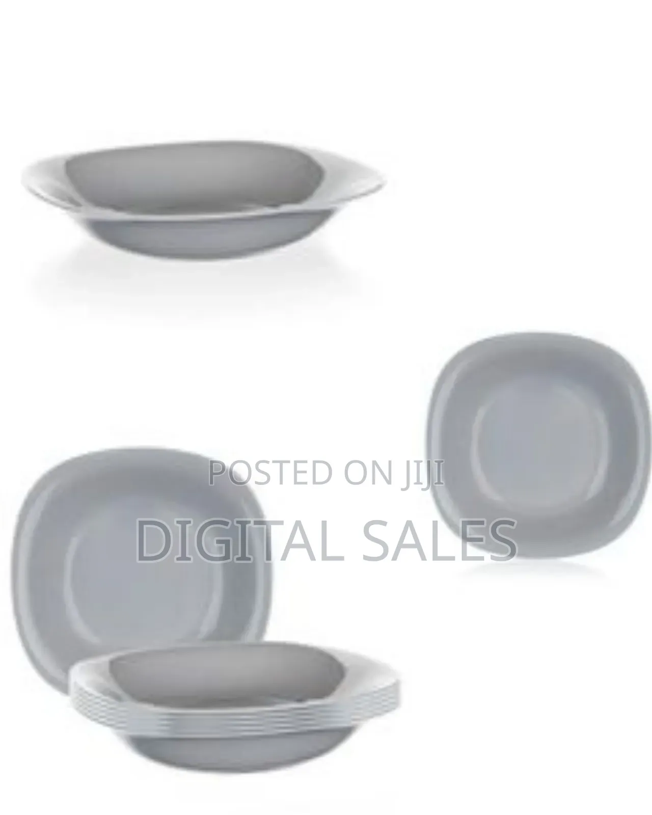 Luminarc 6 Pieces of Luminarc Square Plain Bowl Soup Plates -Grey