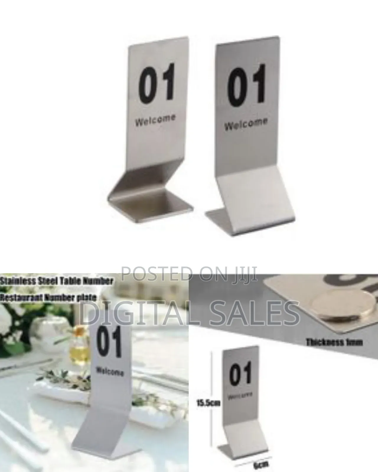 Stainless Steel Table Numbers Place Cards Seat Numbers, Wedding Place