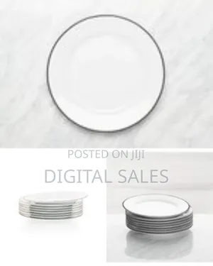6 Pieces of Black Line Side Plates, White