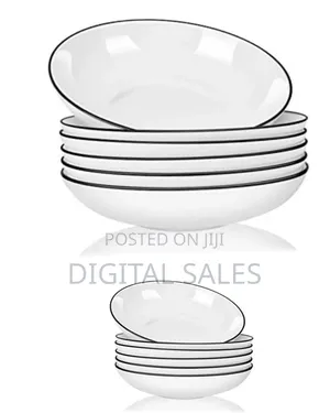 6 Pieces of Deep Soup Dinner Plates Bowls, White