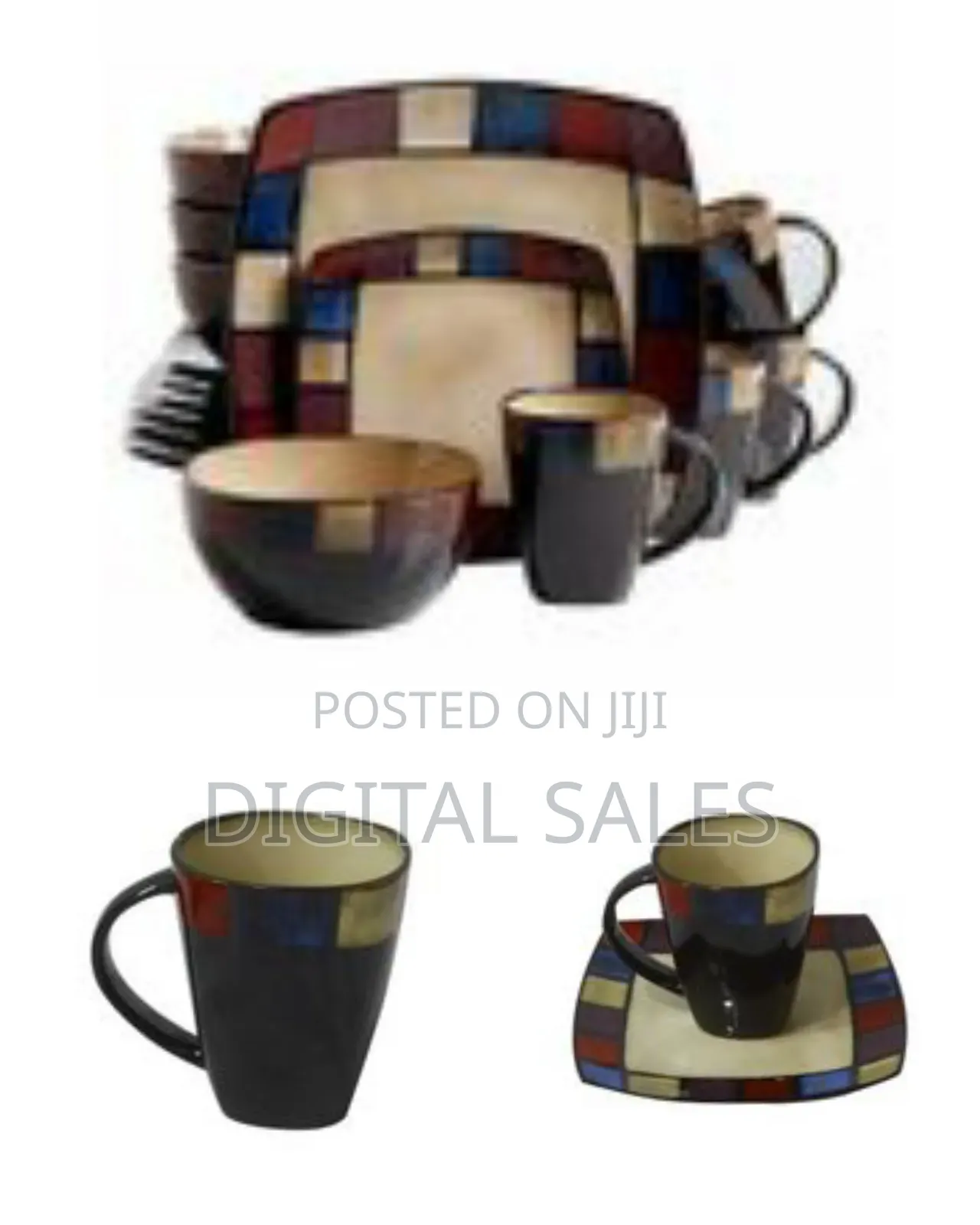 Checked Square Dinner Set 24