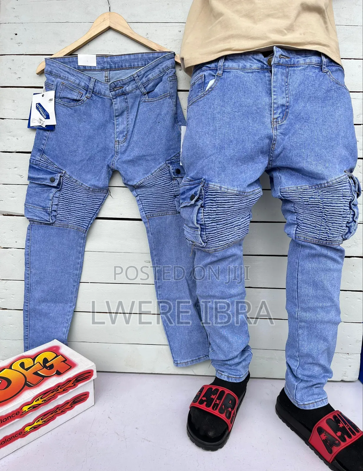 Sky Blue Balmain Jeans for Men