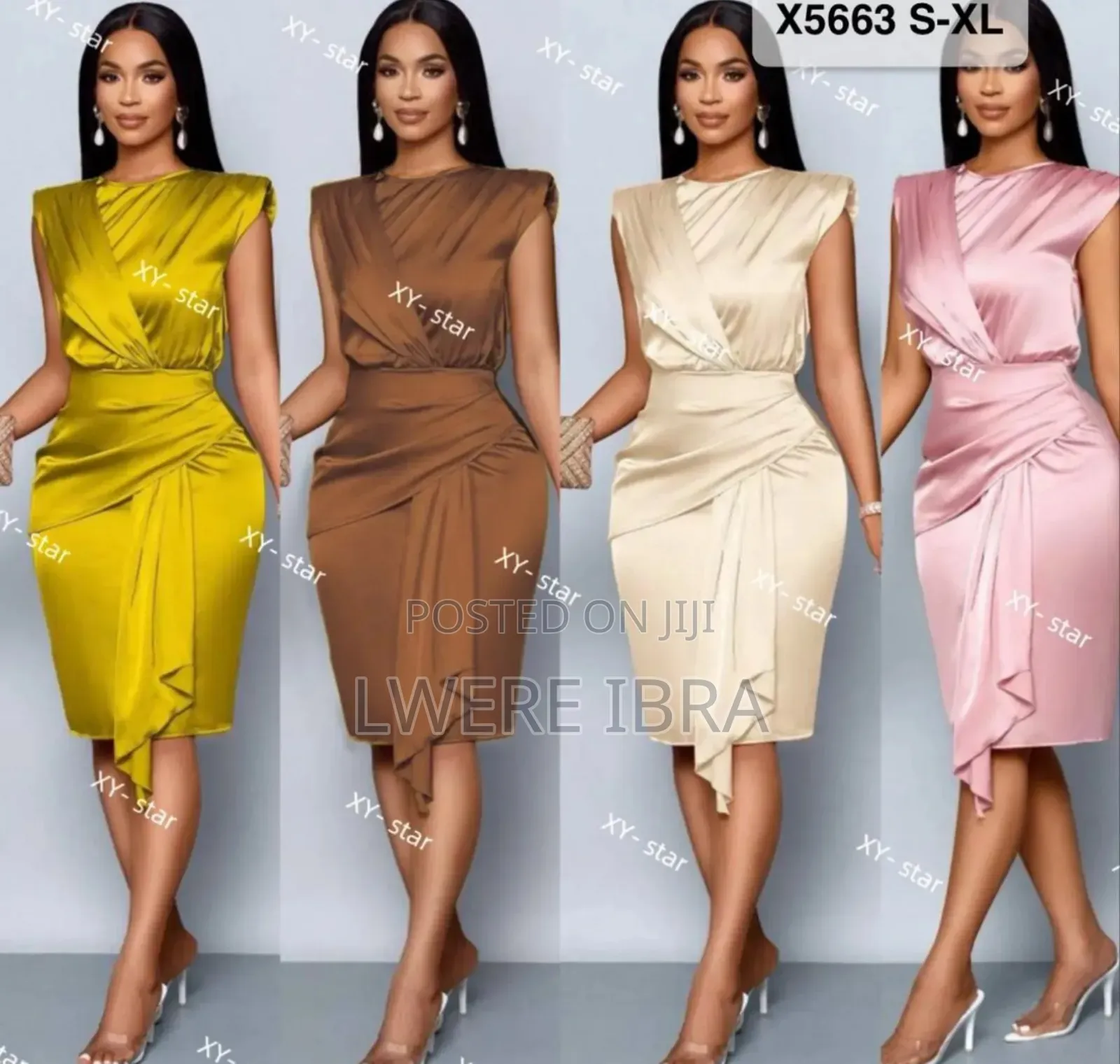 Gold Short Satin Dresses Size M-2xl