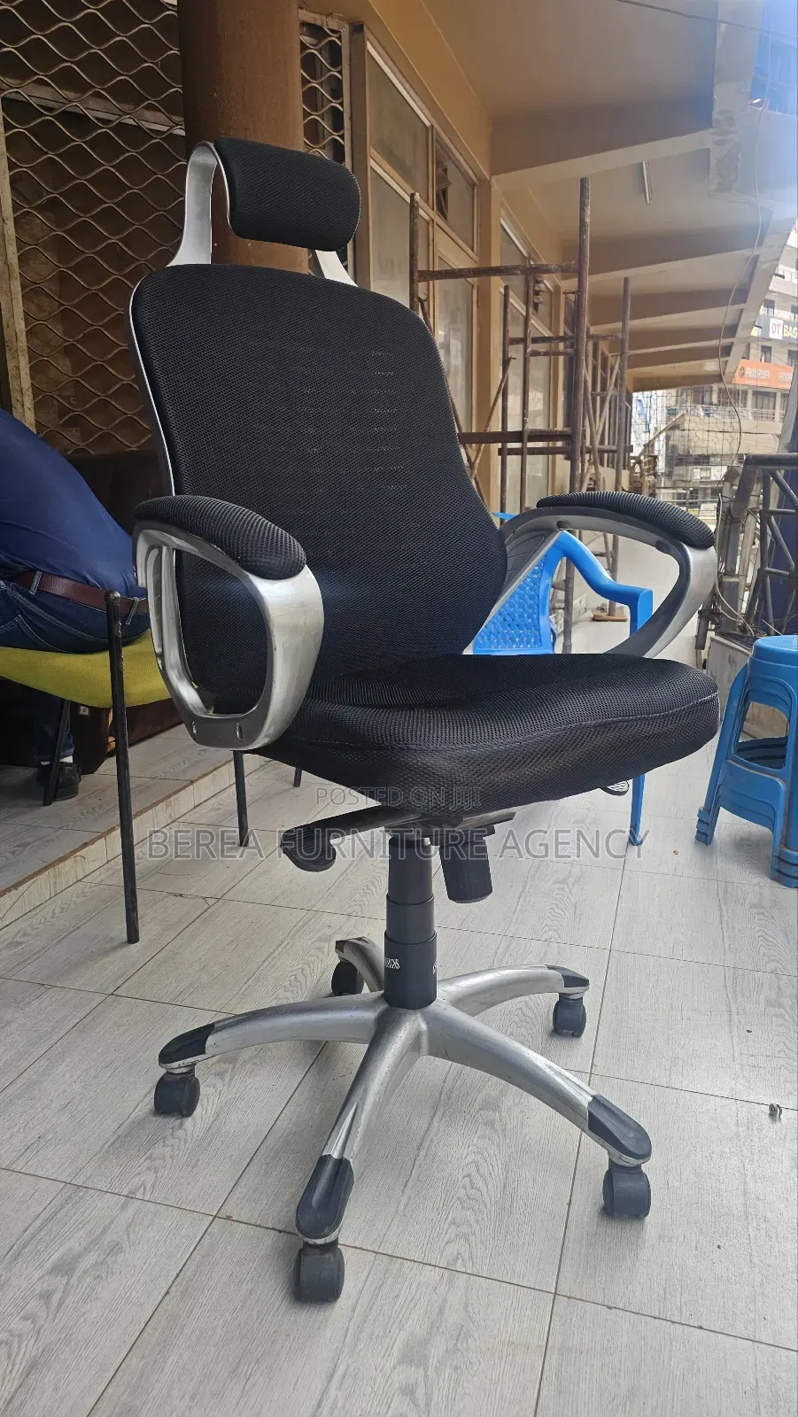 Grey-White and Black Mesh Office Chair