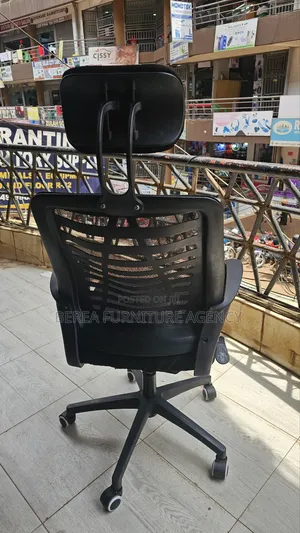 Black Office Chair With Headrest Support