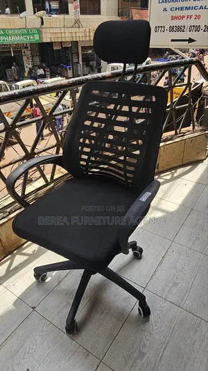 Black Office Chair With Headrest Support