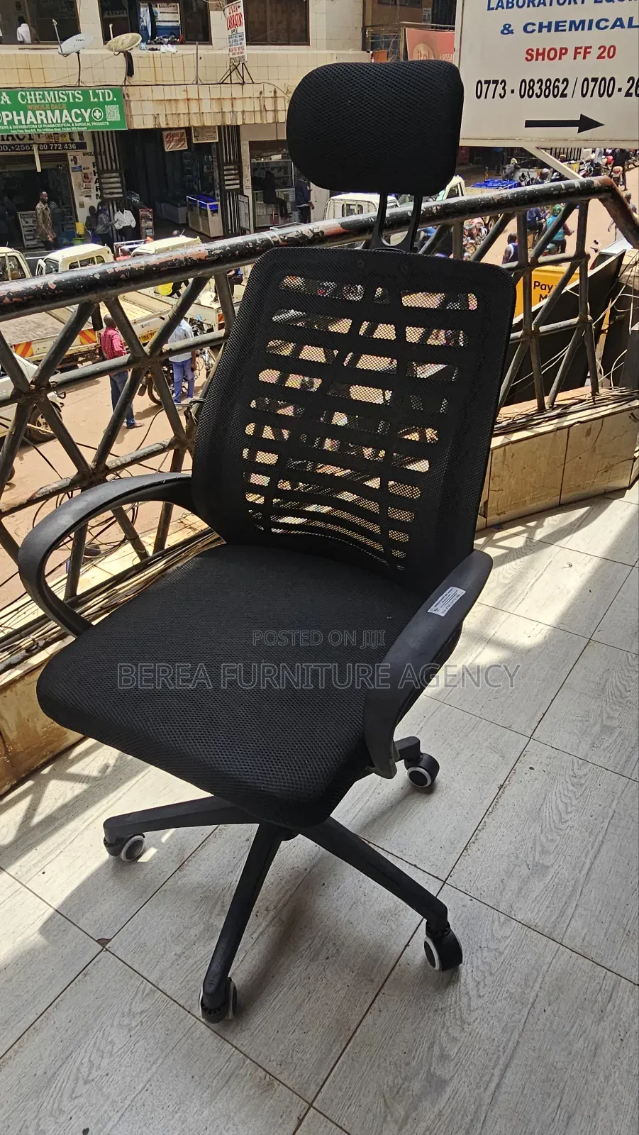 Black Office Chair With Headrest Support