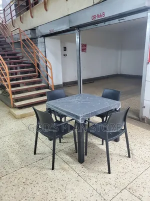 Square 90×90cm Plastic Table and 4 Chairs