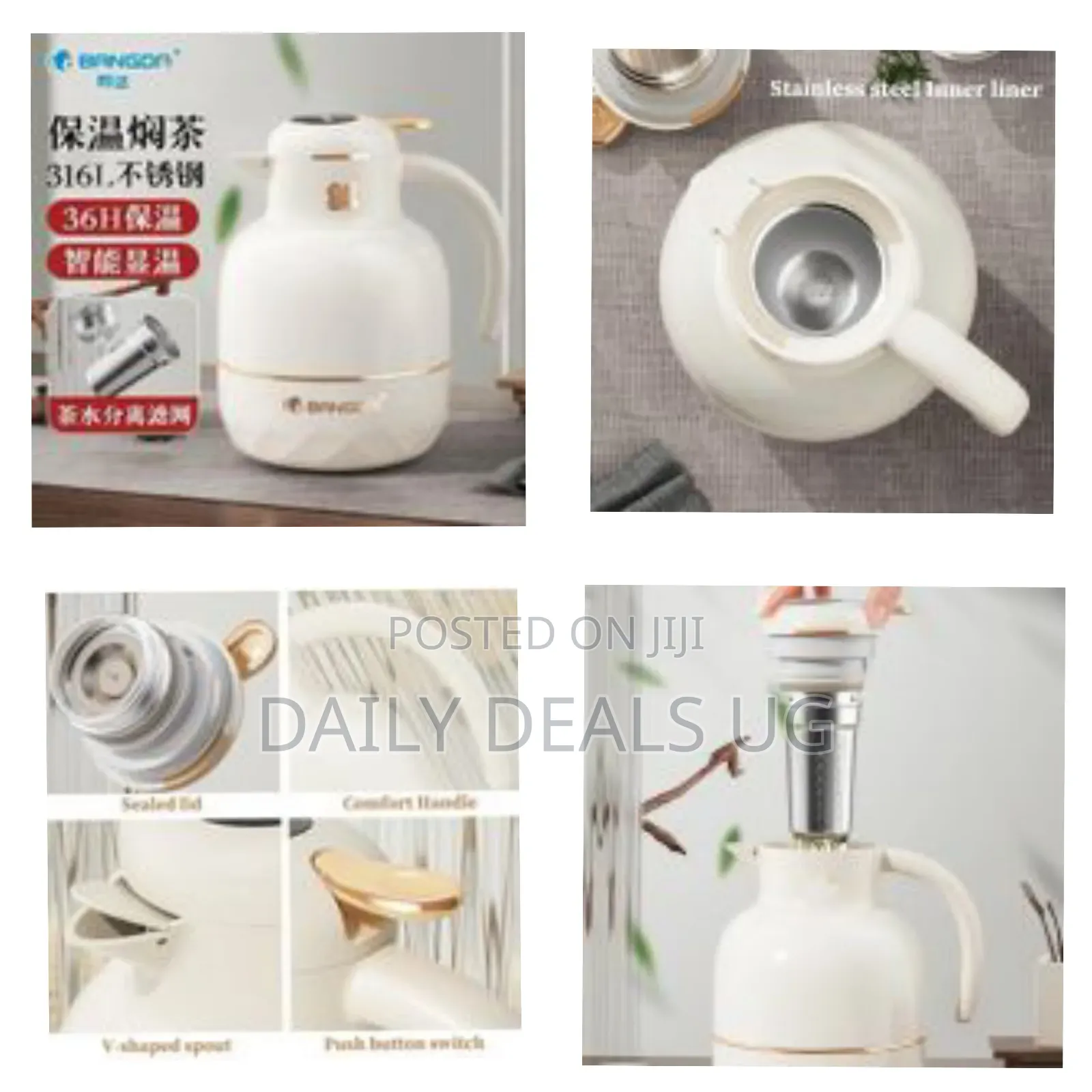 1.5 Litres Thermal Coffee Carafe, Stainless Steel Tea Flask for Hot