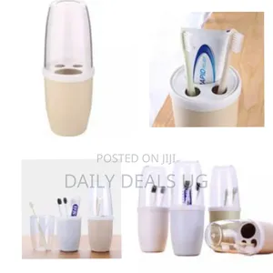 Portable Toothpaste Toothbrush Holder Bathroom Organizer, Pink