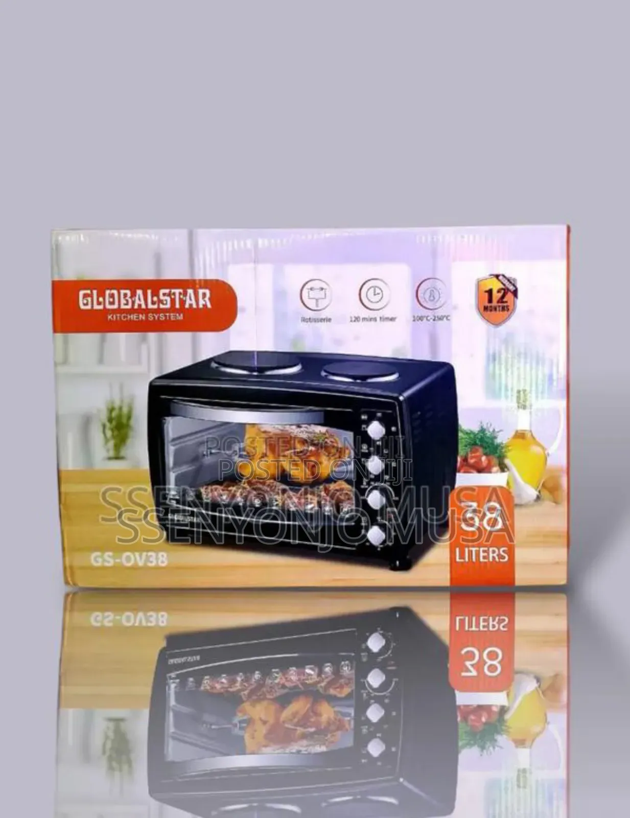 Globalstar Mini Oven 38l With Hotplate Gs-Ov38 - Rotisserie Grilling