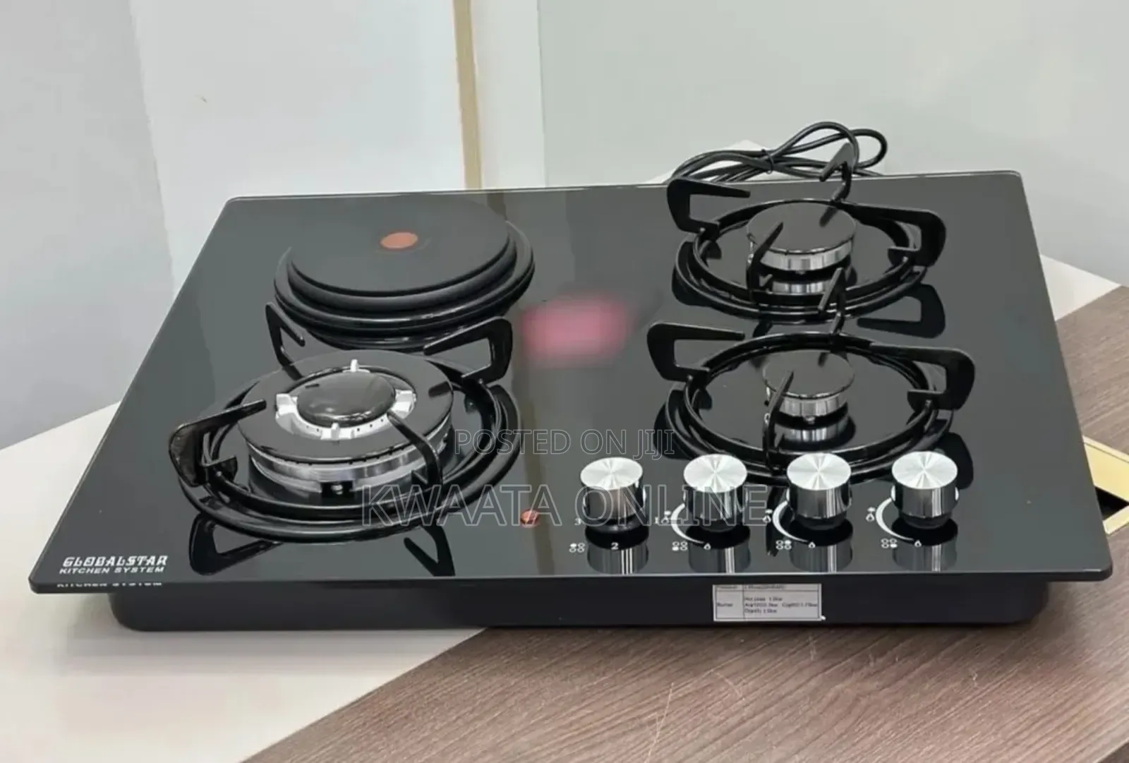 Globalstar 3 Gas + 1 Electric Cooktop Hob Tempered Glass