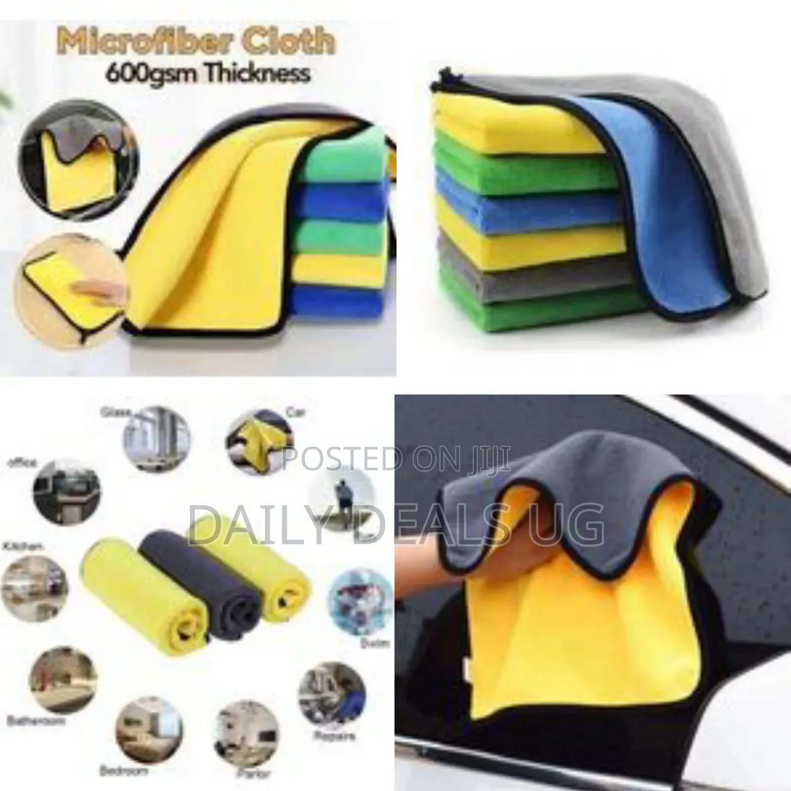 12 Pieces of 60x30cm Small Square Multipurpose Lint-Free Dual Layer