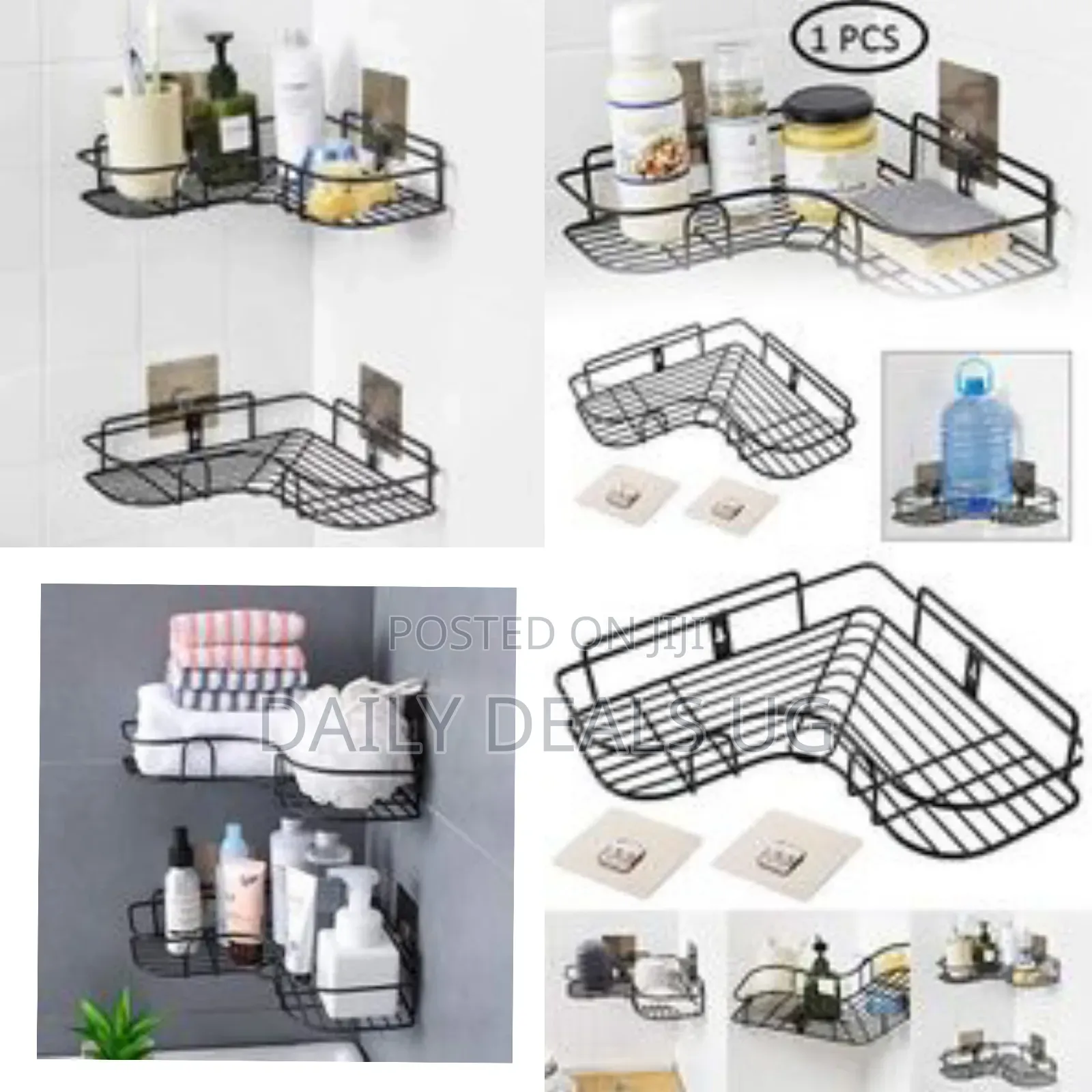 Self-Adhesive Metal Bathroom Kitchen Corner Rack Storage Shelves