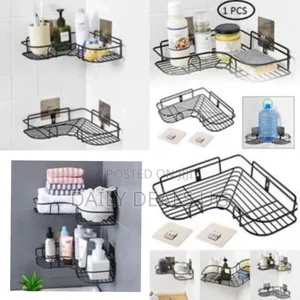 Self-Adhesive Metal Bathroom Kitchen Corner Rack Storage Shelves