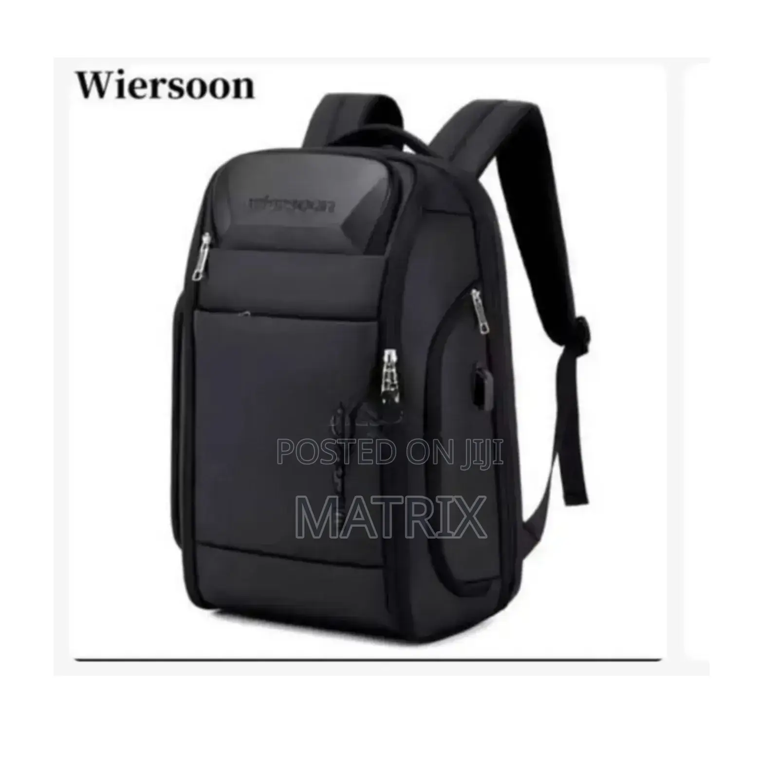 Unisex Water Resistant Laptop Back Bag - Black