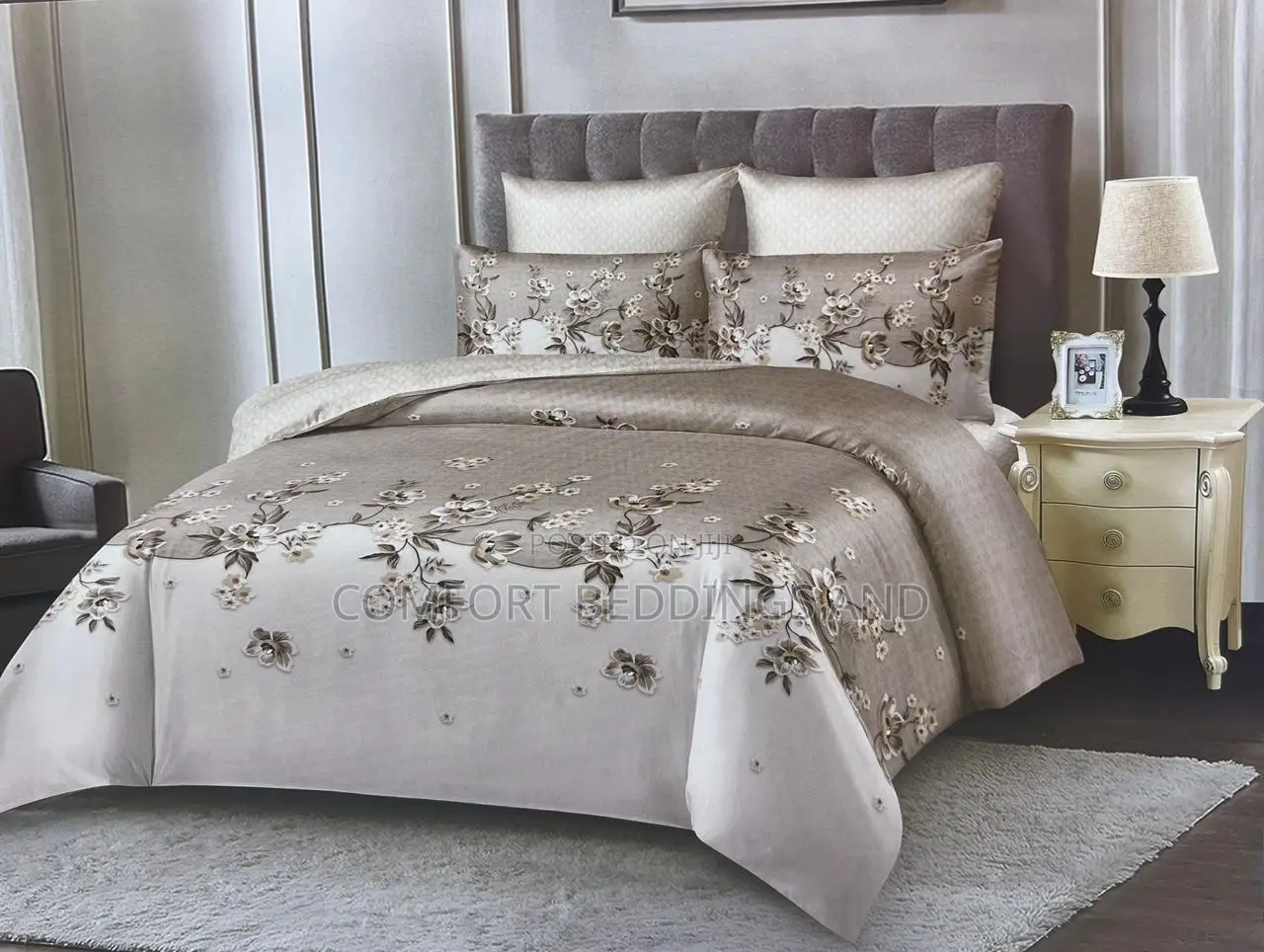 Honey G Bedcover Flowered Brown 6*6