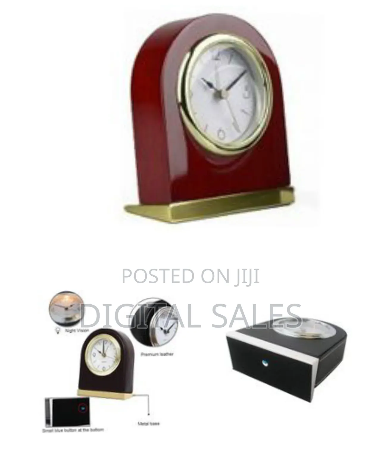 Leather Alarm Clock Mute Movement Hotel Table Clock Desktop Decorat