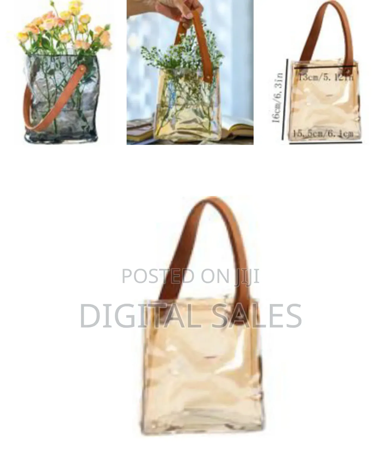 1 Piece of Transparent Glass Flower Vase Handbag Shape Fish Tank